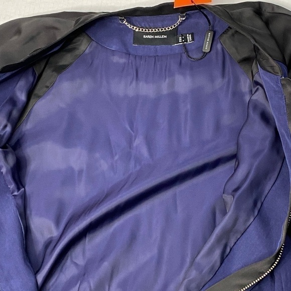 Karen Millen women’s zip up jacket two tone, blue black, elastic waist NWT NEW - Picture 9 of 13
